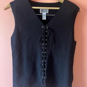 Chico's Black Lace-Up Tank Top